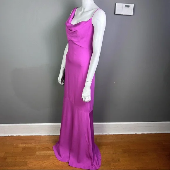 Nicole Miller dress slip size 6 pink fuscia longline drape wedding bridal - Picture 8 of 12